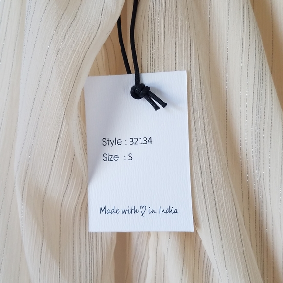 Japna Ivory Silver Pinstripe Long Sleeve Top - Picture 5 of 6